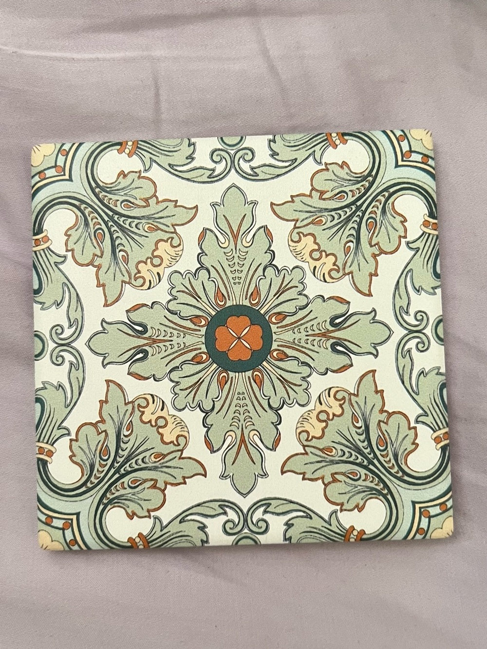 Decorative Ceramic Cork Coaster – Vintage Floral Pattern – Excellent Condition